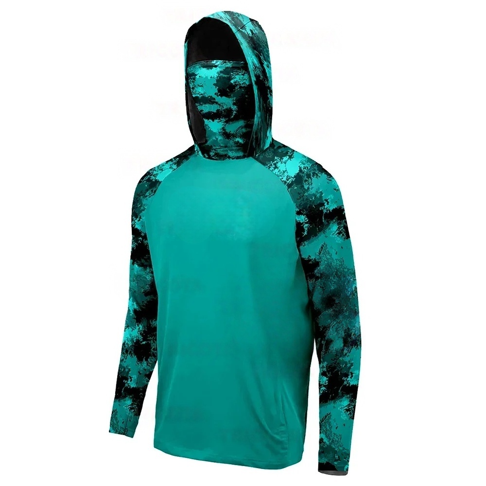 Fishing Shirt Uv Protection - MALFC Angelbekleidung Herren Kapuzen-Angelhemd Langarm-Angel-T-Shirt UV-Schutz