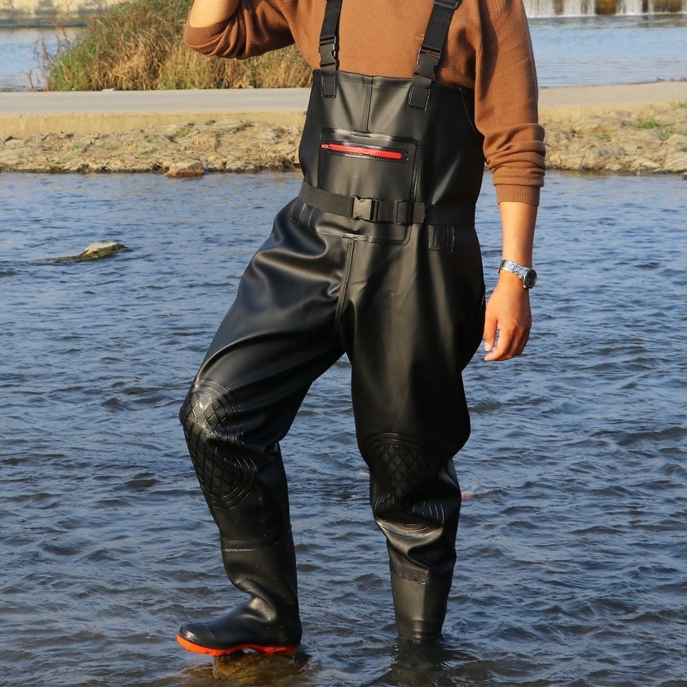 Fishing Pants Waterproof - Nützlicher PVC-Angelanzug mit Doppel-Knieschonern, verdicktem Design,