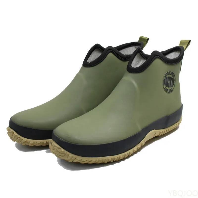 Fishing Boots - Herren rutschfeste Regen wasserdichte Gummi Knöchel