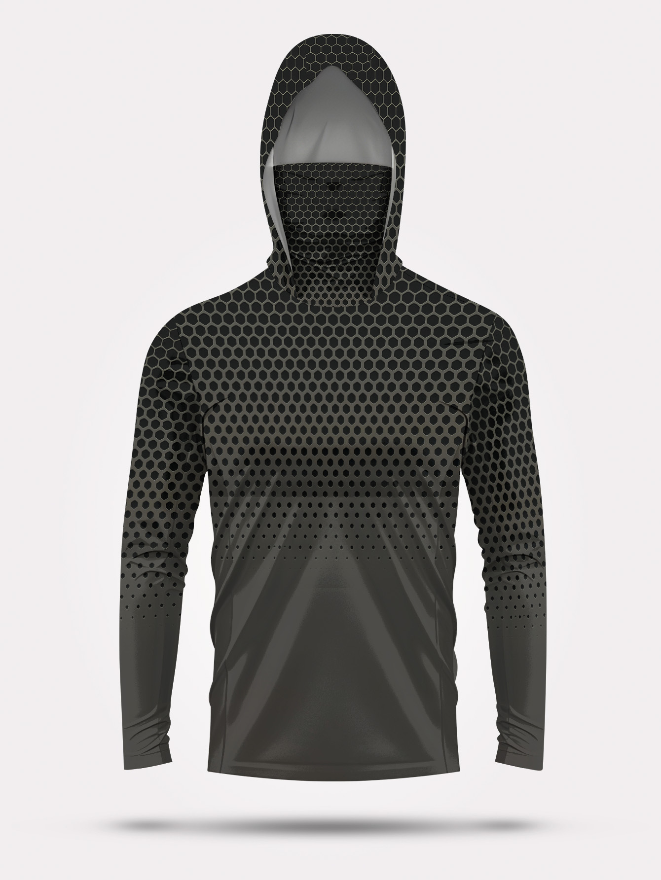 Graues, farbverlaufendes Waben – Fishing Hoodie Bewertung und Preis